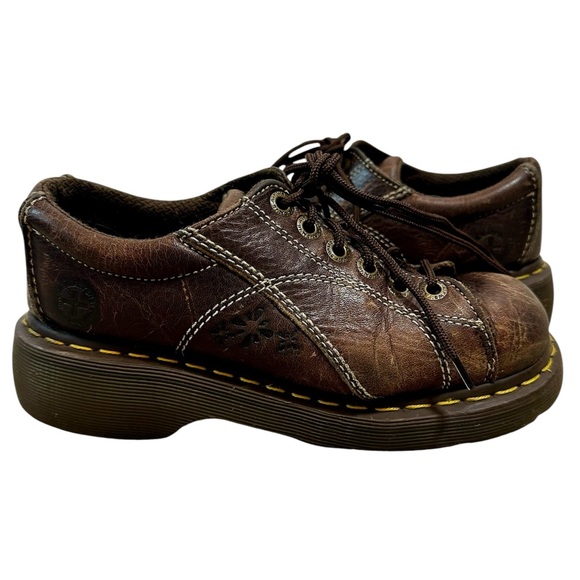 Vintage Dr. Martens 12283 Daisy Chunky Platform Oxfords Y2K Brown Shoes Women 7